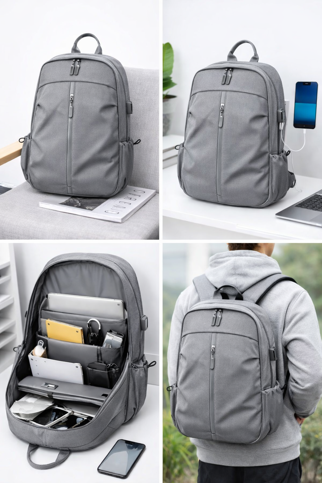 Gray Laptop Backpack