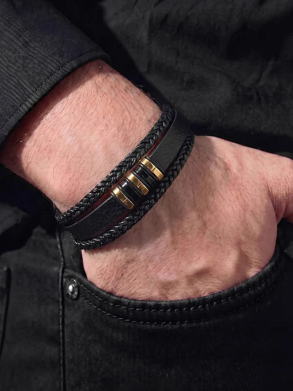 Black Braided leather Bracelet