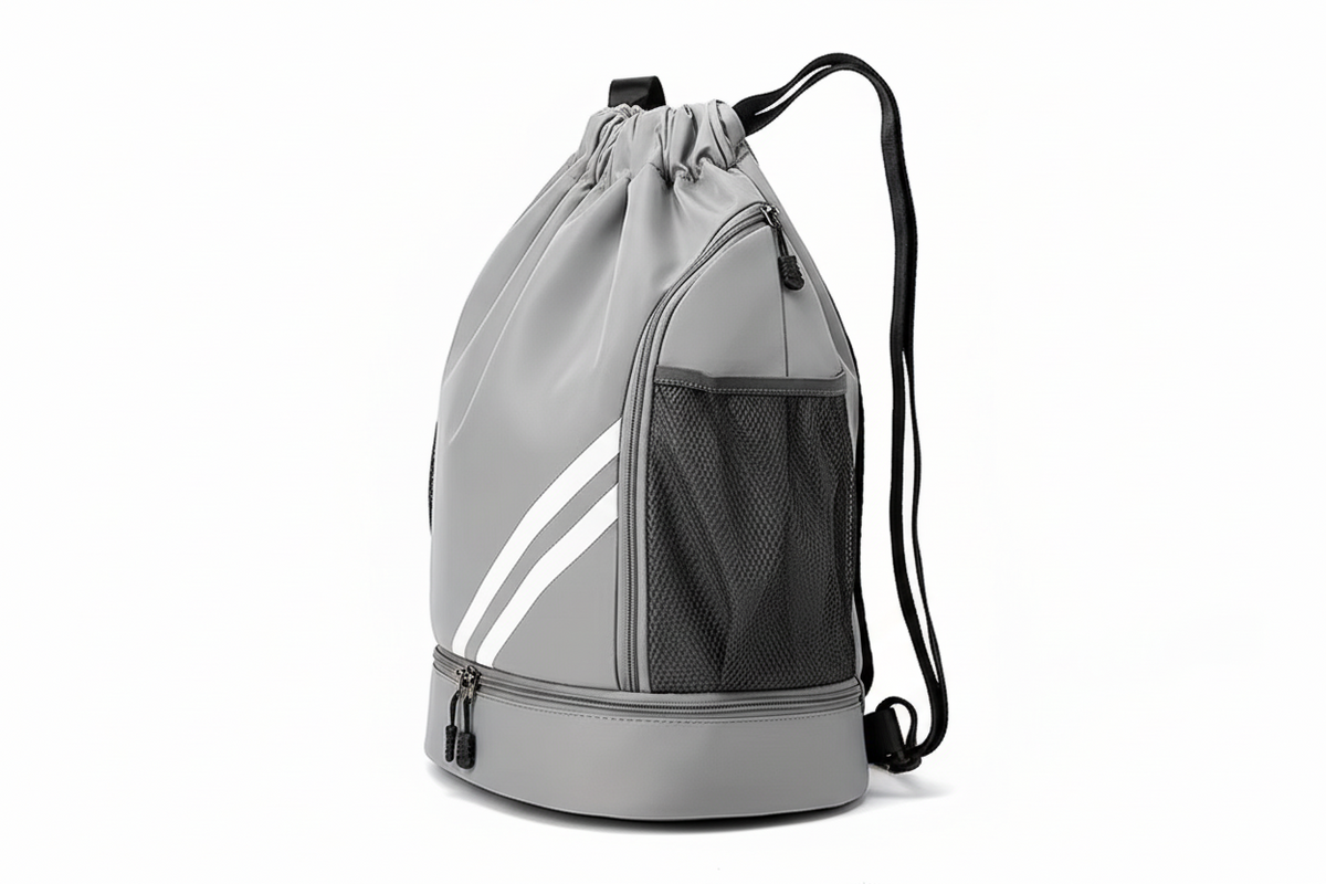 Grey Sporty Drawstring Backpack
