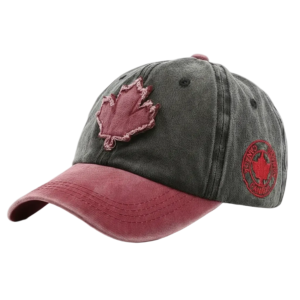 Maple Leaf Black & Maroon Cap