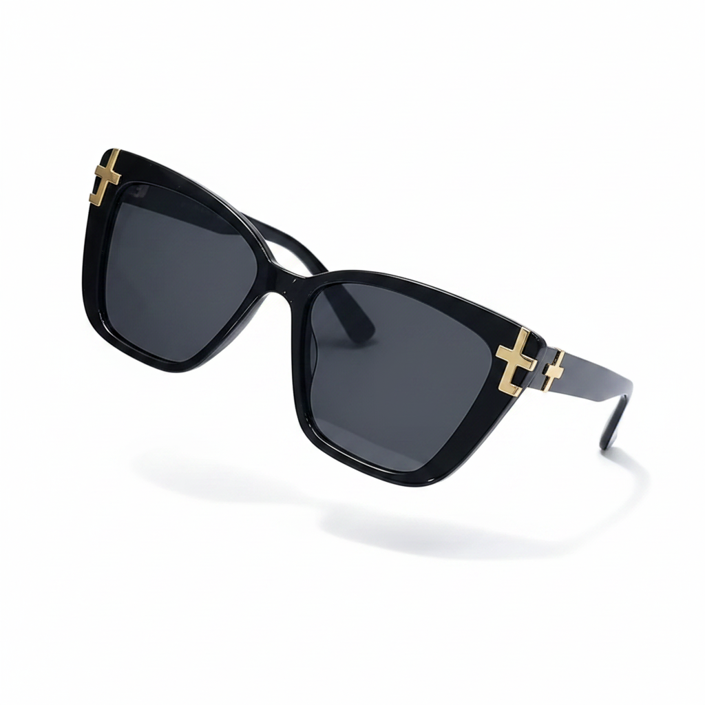 Cat-Eye Large Frame Sunglasses – Black