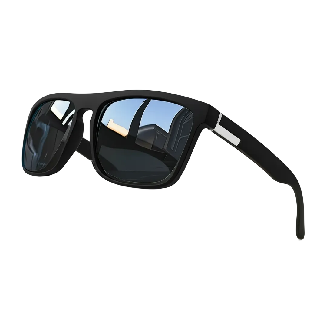 Vintage Square Sunglasses – Black Silver