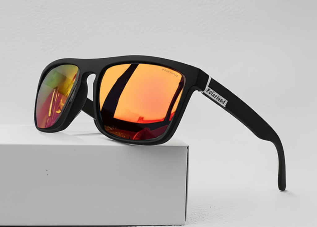 Vintage Square Sunglasses – Black Red Frame