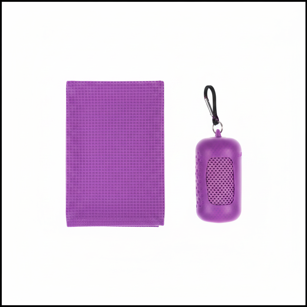 Premium Quick-Dry Sports & Outdoor Towel with Compact Travel Storage Case – Purple