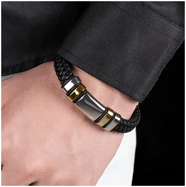 Black Braided Bracelet Collection with Premium Metal Accessories