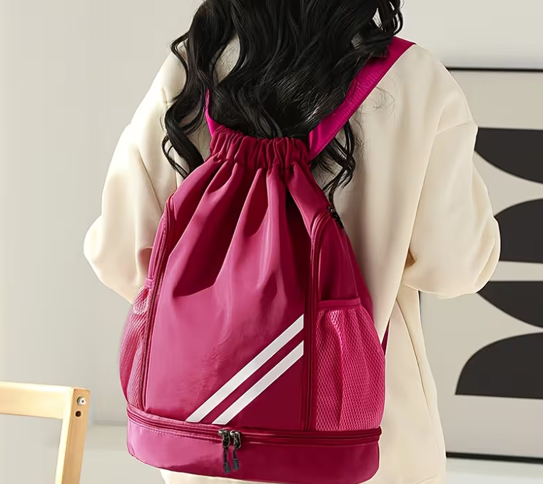 Pink Sporty Drawstring Backpack
