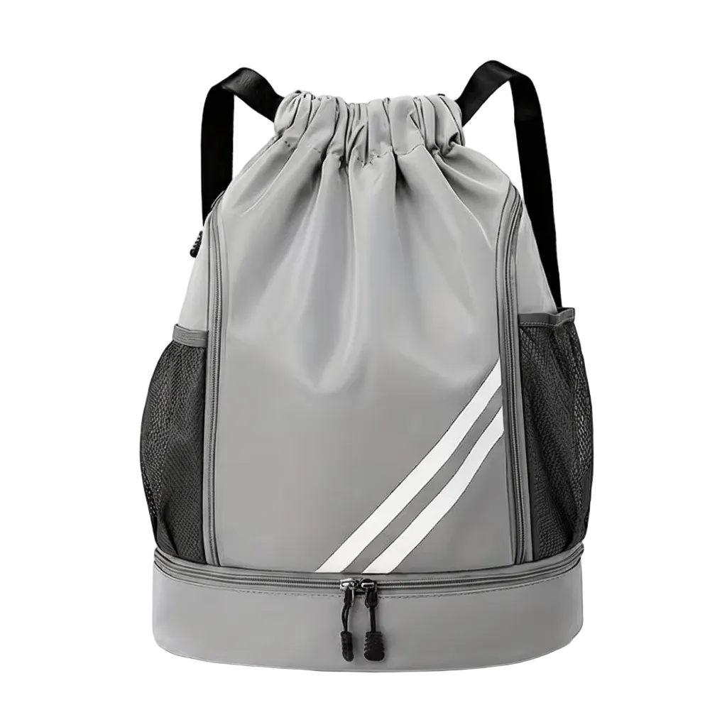 Grey Sporty Drawstring Backpack