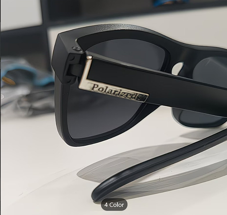 Vintage Square Polarized Sunglasses – Black Silver Unisex