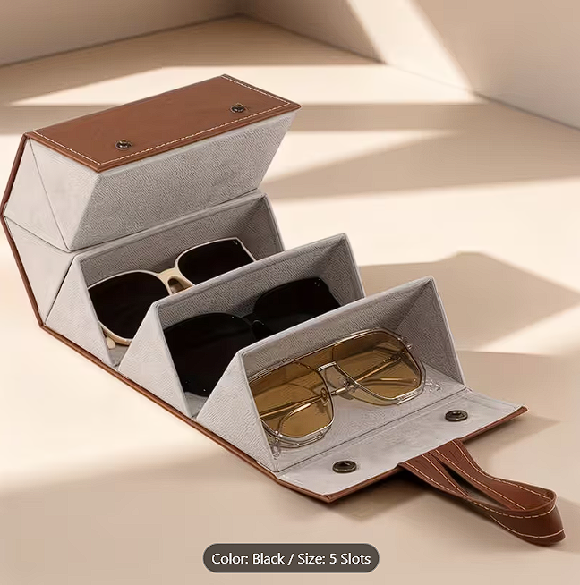 Foldable Hanging Glasses Organizer – Black 5 Slots