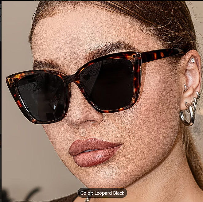 Cat-Eye Large Frame Sunglasses – Tea Flower