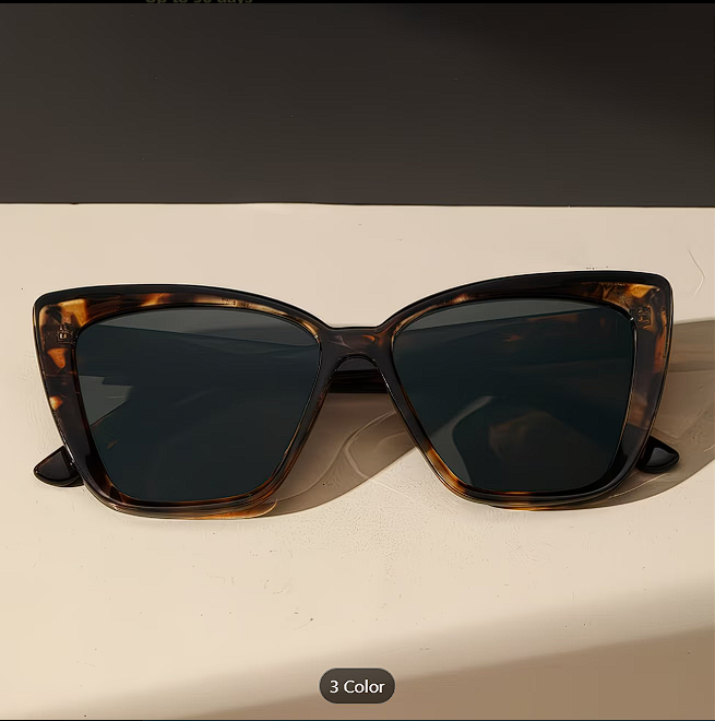 Cat-Eye Large Frame Sunglasses – Tea Flower