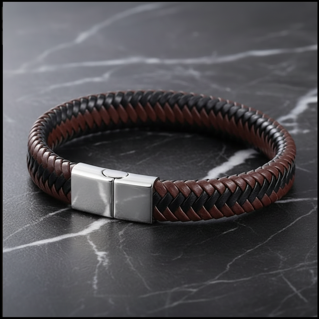 Black & brown silver bracelet