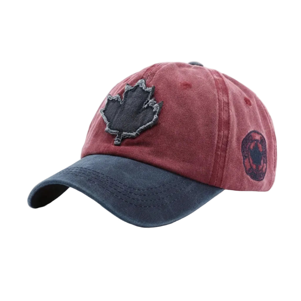 Maple leaf blue, red brim cap